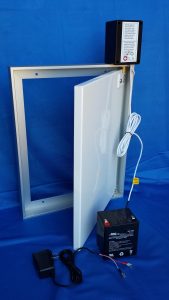 Door with Photo Sensor and Trickle Charger and Battery